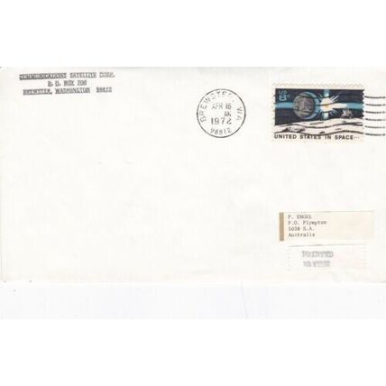United States 1972 Brewster WA-Plympton Australia Cover Brewster cancel typed