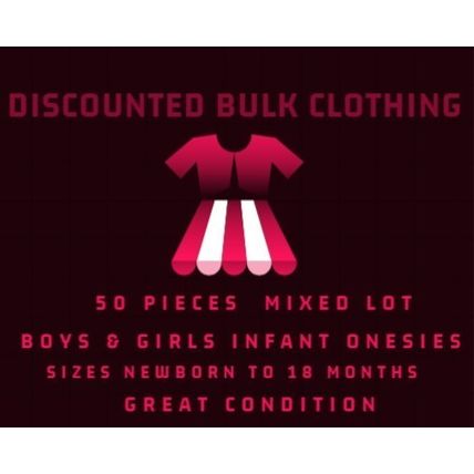 WHOLESALE BULK CLOTHING LOT RESELLER Infant Boys Girls Body Suit - 50 PIECES