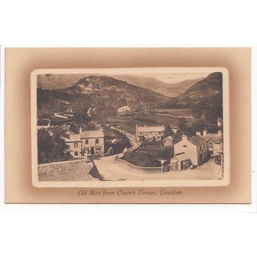 Old Man from Church Tower Coniston Cumbria Postcard V1
