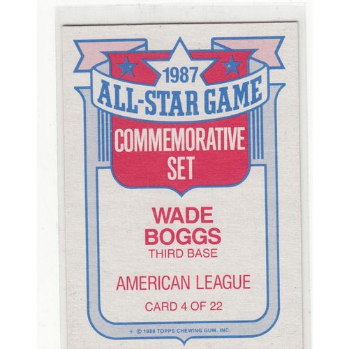 1988 Topps Wade Boggs All Star Game insert card #4 -HOF- Red Sox