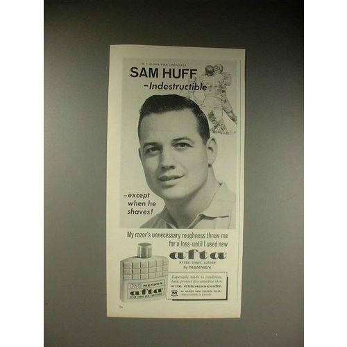 1963 Mennen Afta After Shave Lotion Ad - Sam Huff
