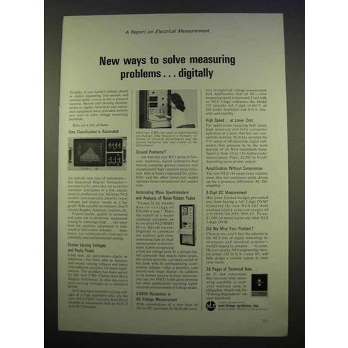 1963 Non-Linear Systems Ad - NLS MSD2 Mass Spectrometer