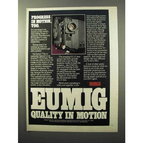 1978 Eumig S-912 GL Super 8mm Movie Projector Ad