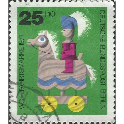 BERLIN, Knight on Wooden Horse Toy, green 1971, 25+10pf