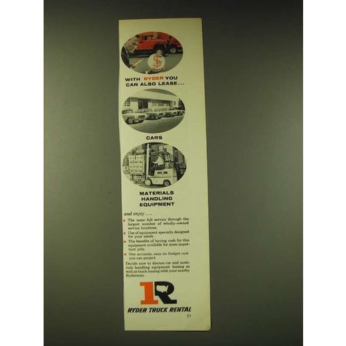 1960 Ryder Truck Rental Ad - With Ryder you can also lease cars materials