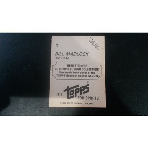 1982 Topps Stickers Card # 001 Bill Madlock Excellent (5) Pittsburgh Pirates