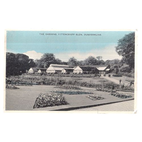 THE GARDENS PITTENCRIEFF GLEN, DUNFERMLINE vintage used postcard 1959 postmark /
