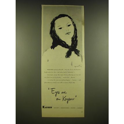 1945 Kayser Lingerie, Hosiery and Gloves Ad - Eyes are on Kayser