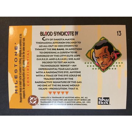 Milestone: The Dakota Universe trading card #13 (Blood Syndicate IV)