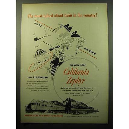1950 Western Pacific Railroad California Zephyr Train Ad - Talked About