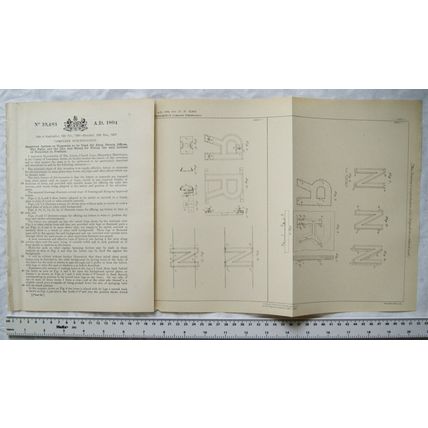 1894 Patent No. 19,483 letters for shop signs, Arthur Standring, Harpurhey