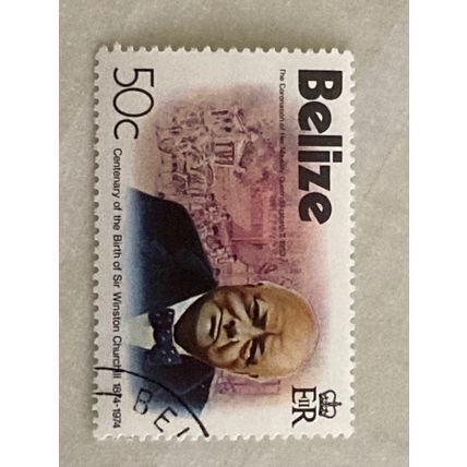 Belize 1974 QEII Winston Churchill Birth 50c Prime Minister Used SG 396 stamp