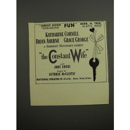 1952 The Constant Wife Play Ad - Katharine Cornell Brian Aherne Grace George