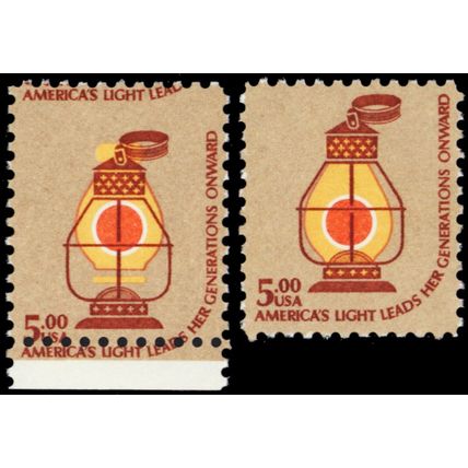 1612, MNH $5 Lantern With RARE Red Color Shift Error With Normal ** Stuart Katz