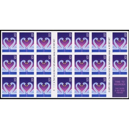 3123c, 32¢ Swans RARE Complete Imperforate Booklet Pane ERROR - Stuart Katz