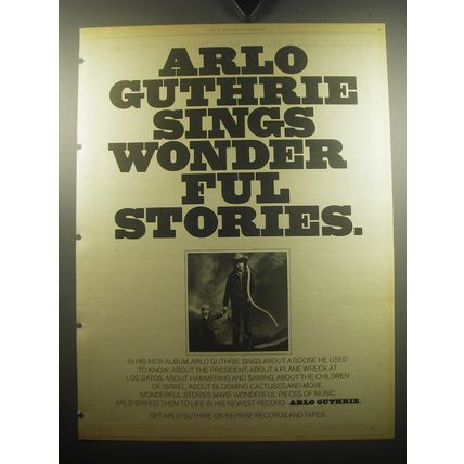 1974 Arlo Guthrie Album Ad - Arlo Guthrie sings wonderful stories