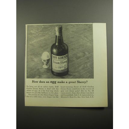 1956 Duff Gordon Cream Sherry Ad - How does an egg make a great Sherry