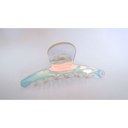 Clear color change iridescent design hair claw clip for fine, thin hair