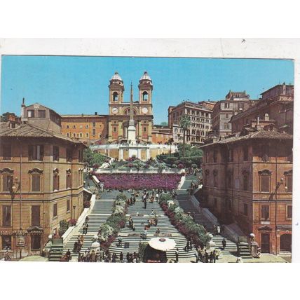 Roma Piazza di Spagna Italy Postcard posted 1986 creased
