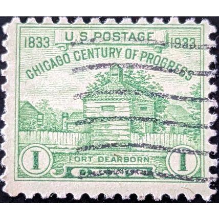 STAMP United States SG727 1933 1c Fort Dearborn Used