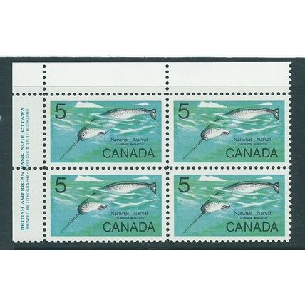 canada mnh narwhal mnh block 4 sg 622 sg622 marine life