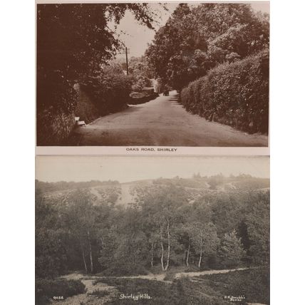 Shirley Hills Oaks Road 2x Surrey Old RPC Postcard s
