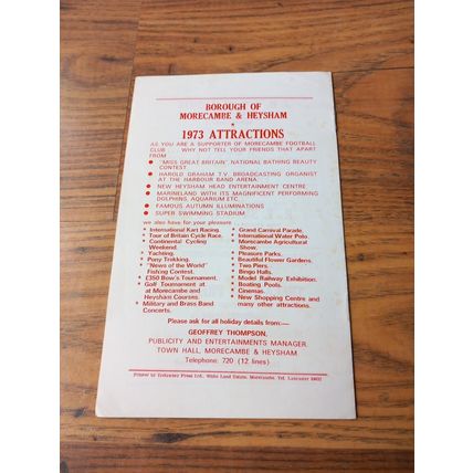 1972/73 Morecambe vs Mossley - Northern Premier League ** FREE P&P **