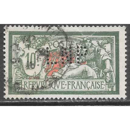 FRANCE 1925 LIBERTY PEACE MERSON 10F USED PERFIN LNP