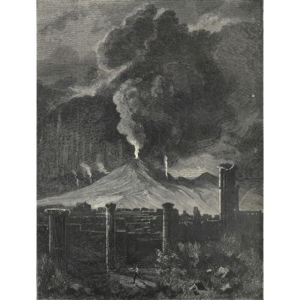 ERUPTION OF MOUNT VESUVIUS 1872 Sydney Prior Hall - Pompeii VICTORIAN ENGRAVING