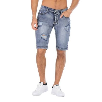 Men's Shorts Shorts Denim Stretch Slim Fit Shorts Ripped Jeans Midi Pants Casual