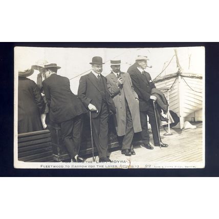 f2637 - Ferry - Lady Moyra - Ladies & Gents onboard, back in 1913 - postcard