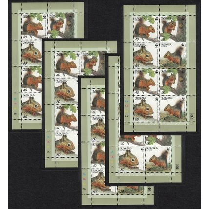 Armenia WWF Squirrel 5 Sheetlets 2001 MNH SG#484-487 MI#435-438 Sc#632 a-d