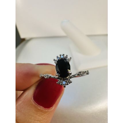 Ring Bomb Party Sz7 RBP Radiant Black Gem Rhodium P Band Costume Jewelry