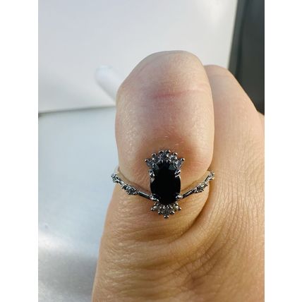 Ring Bomb Party Sz7 RBP Radiant Black Gem Rhodium P Band Costume Jewelry