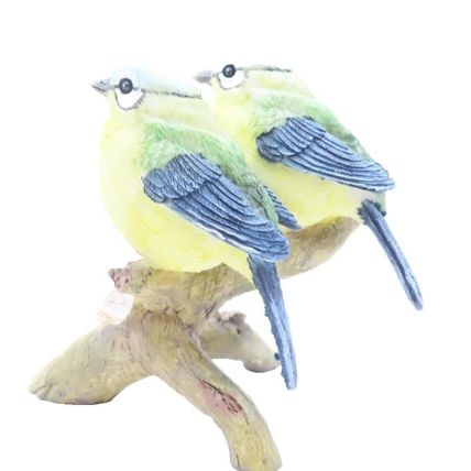 Figurine Bluetit Birds on a Blossom Branch 9 CM Home Decor Ornament Gift Collect