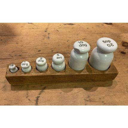 Antique Ceramic Hallmarked Apothecary Chemist Weights 0.5 - 20 Dag