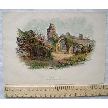 Vintage: coloured engraving - Hastings Castle