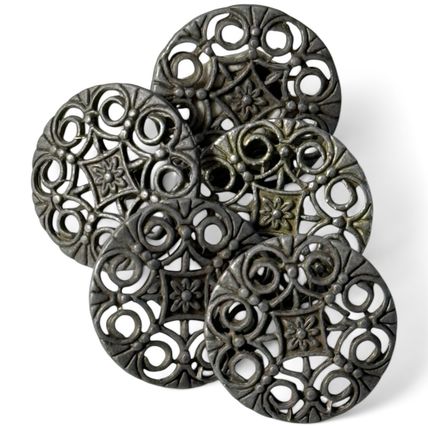 18mm Zinc Metal Sewing Shank Buttons Round Antique Silver Flower