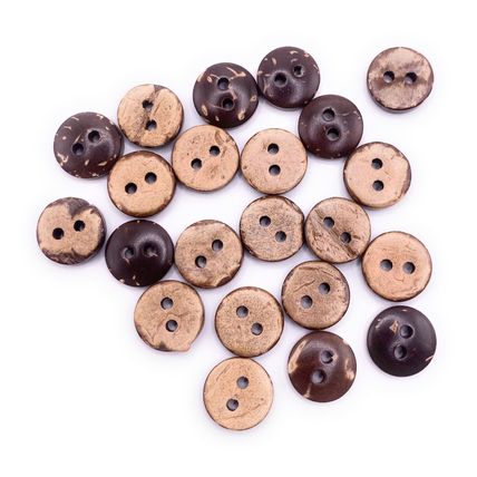 10mm Natural Coconut Shell Buttons Tiny Great For Baby Cardigans Brown 2 hole