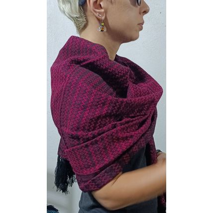 Elegant-Ultra-Soft-Lightweight **BLACK-PINK** Traditional Rebozo Shawl Mexico