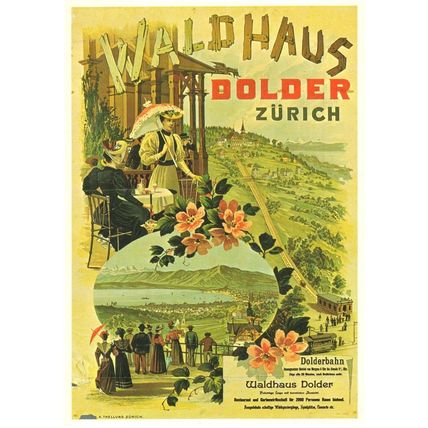 Waldhaus Dolder Zurich 1910 Switzerland Restaurant Poster Postcard