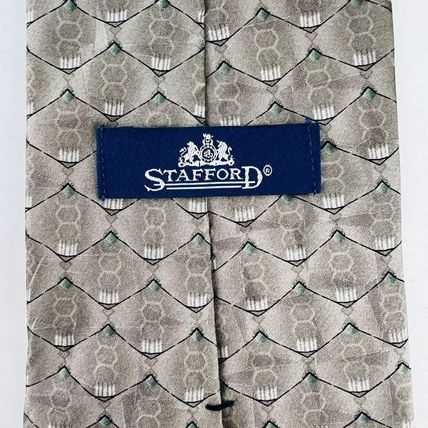 Stafford Taupe Scale Design Necktie Tie 100% Imported Silk