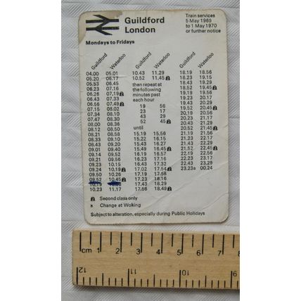 1969 BR train services Guildford London, Mondays to Fridays