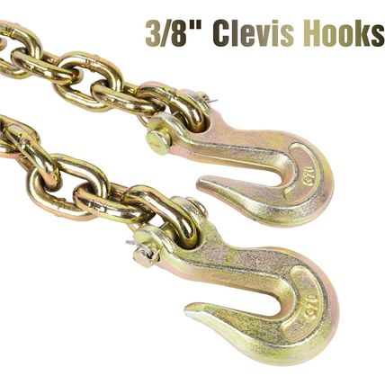 Aain 2 Pack Transport Chain with 3/8" Clevis Hooks NACM Standard Grade 70,3/8"X1