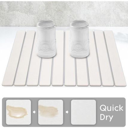 Large Stone Dish Drying Mat – 28" X 16" Fast Drying Absorbent Collapsible Dish D