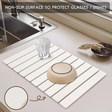 Large Stone Dish Drying Mat – 28" X 16" Fast Drying Absorbent Collapsible Dish D