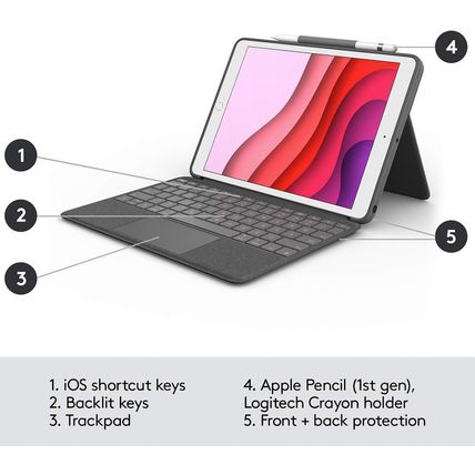 Logitech Combo Touch for Ipad (7Th, 8Th and 9Th Generation) Keyboard Case with T