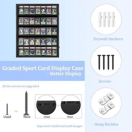 35 Graded Sports Card Display Case - Baseball Card Display Frame with UV Protect