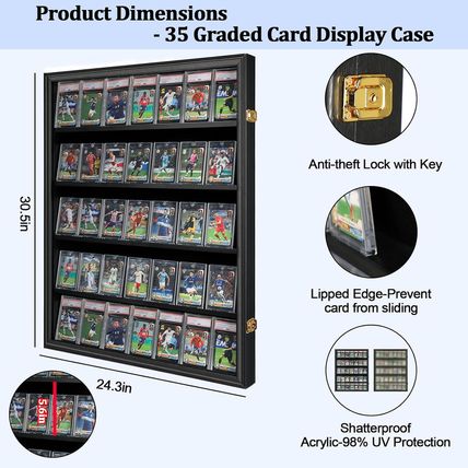 35 Graded Sports Card Display Case - Baseball Card Display Frame with UV Protect