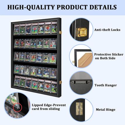 35 Graded Sports Card Display Case - Baseball Card Display Frame with UV Protect